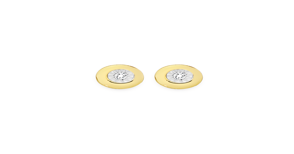 9ct Gold Diamond Bezel Stud Earrings Goldmark (AU)