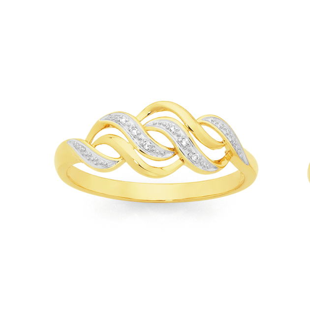 9ct Gold Diamond Braid Ring | Goldmark (AU)