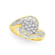 9ct Gold Diamond Cluster Swirl Dress Ring