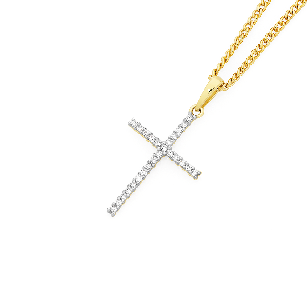 Gold and sales diamond cross pendants