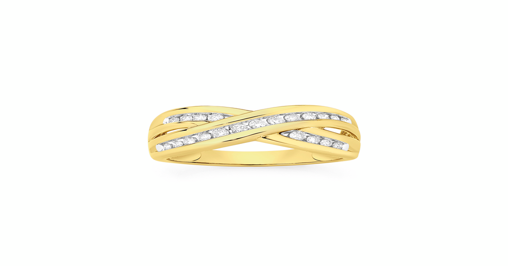 9ct Gold Diamond Crossover Ring | Goldmark (AU)