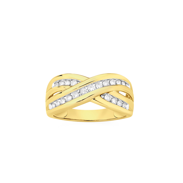 9ct Gold Diamond Crossover Ring