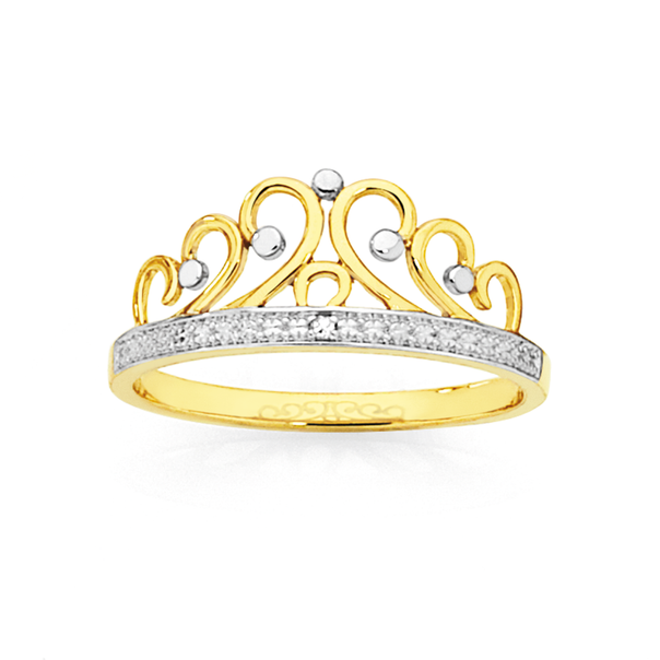 9ct Gold Diamond Crown Ring