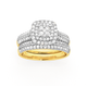 9ct Gold Diamond Cushion Shape Cluster Bridal Set