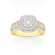 9ct Gold Diamond Cushion Shape Dress Ring