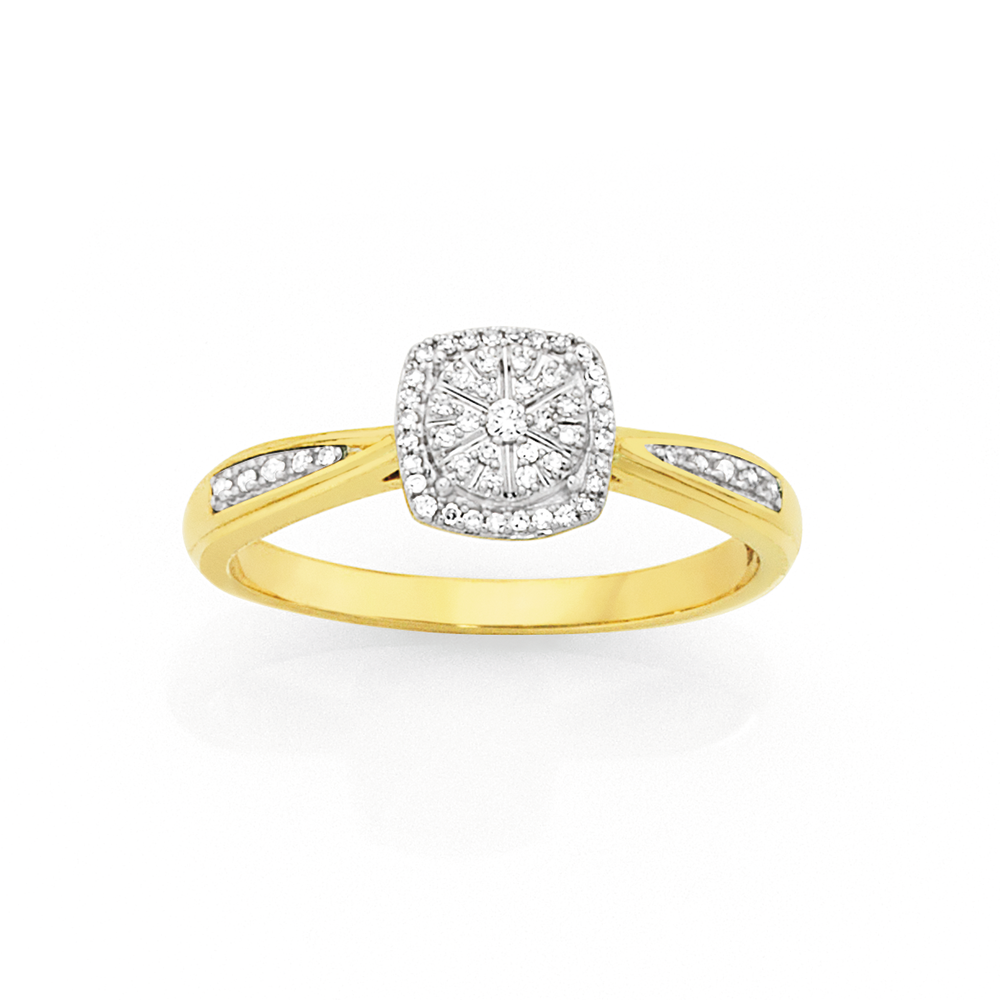 9ct Gold Diamond Interlock Cluster Ring Rings Goldmark AU