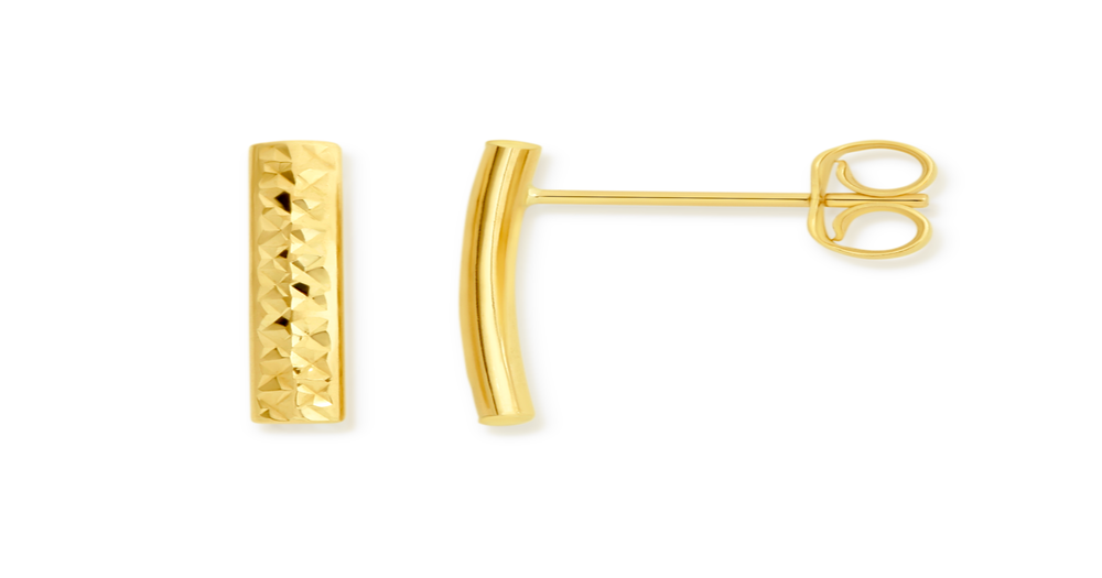 9ct Gold Diamondcut Bar Stud Earrings Goldmark (AU)