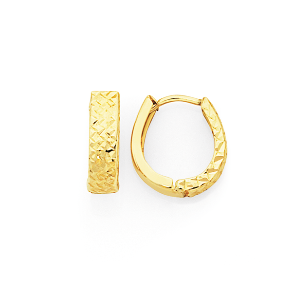 9ct Gold Diamond-cut Huggie Earrings