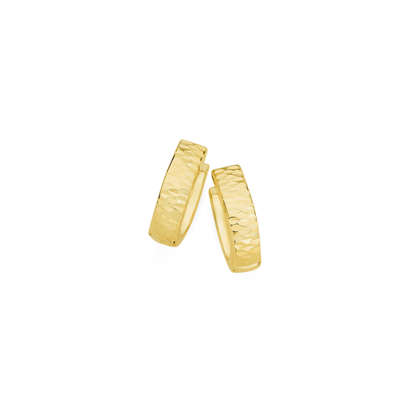 9ct Gold Diamond-cut Huggie Earrings