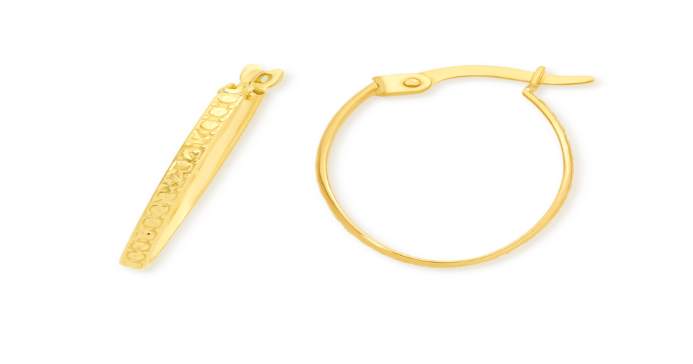 9ct Gold Diamondcut Oval Hoop Earrings Goldmark (AU)