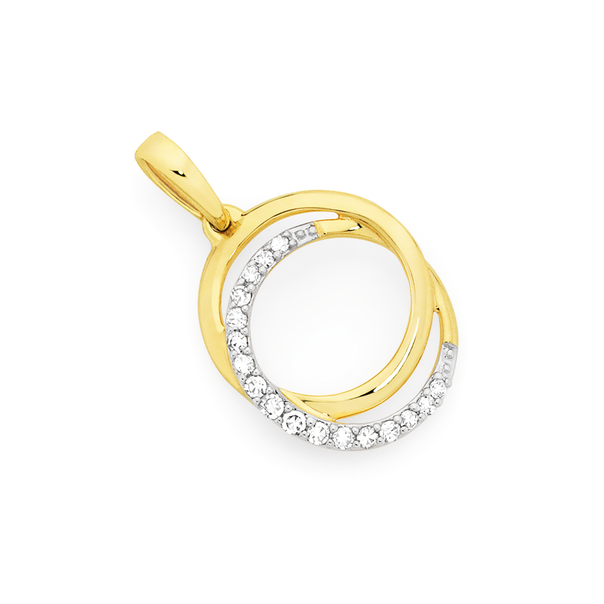 9ct Gold Diamond Double Circle Pendant