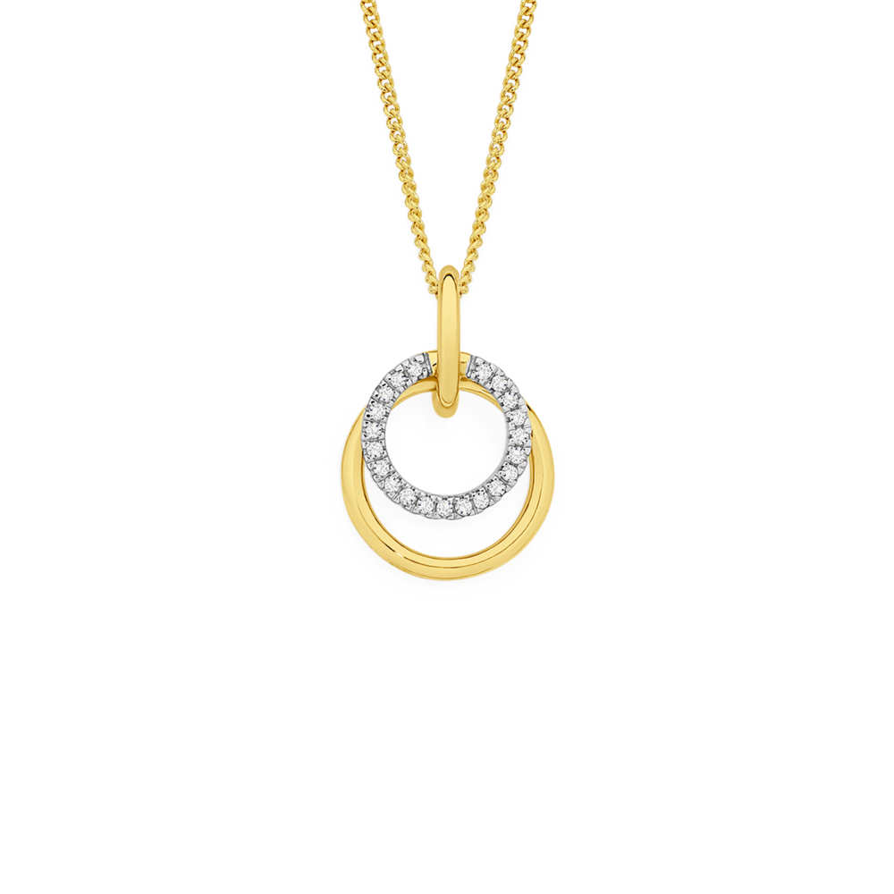 9ct Gold Diamond Double Circle Pendant | Goldmark (AU)