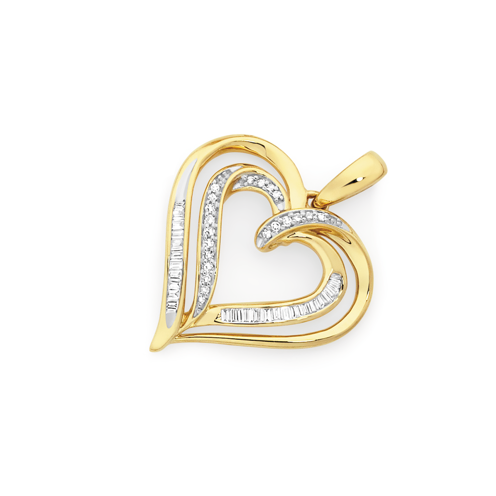 Diamond heart pendant gold clearance