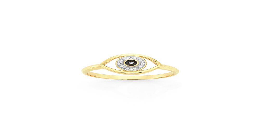 9ct Gold Diamond Evil Eye Ring | Goldmark (AU)