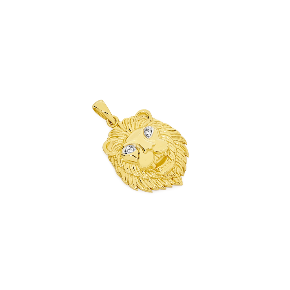 Diamond & Ruby Lion Head Ring 18K Yellow Gold