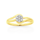 9ct Gold Diamond Flower Swirl Dress Ring