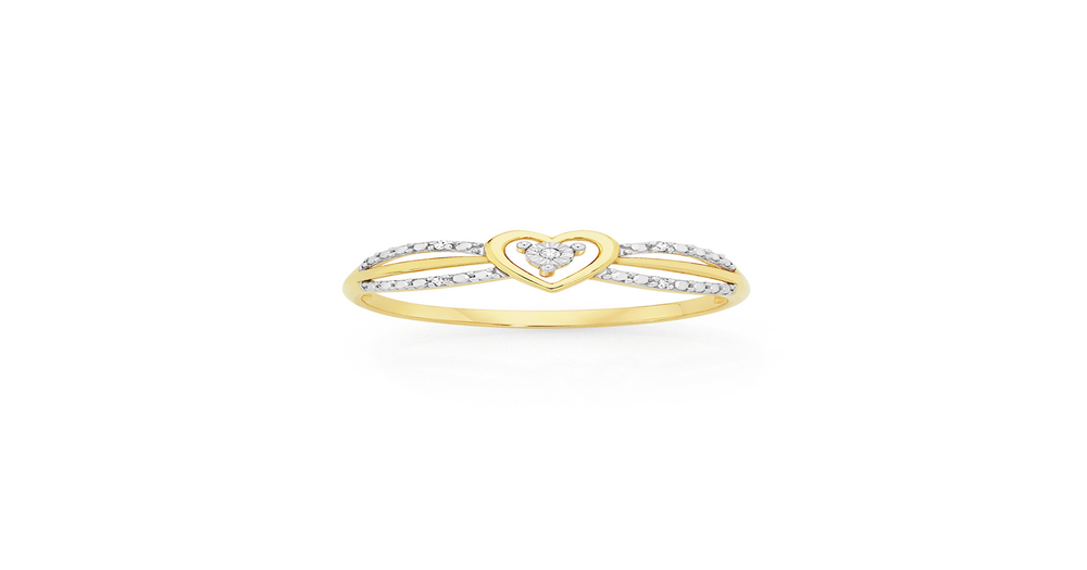 9ct Gold Diamond Heart Ring | Goldmark (AU)
