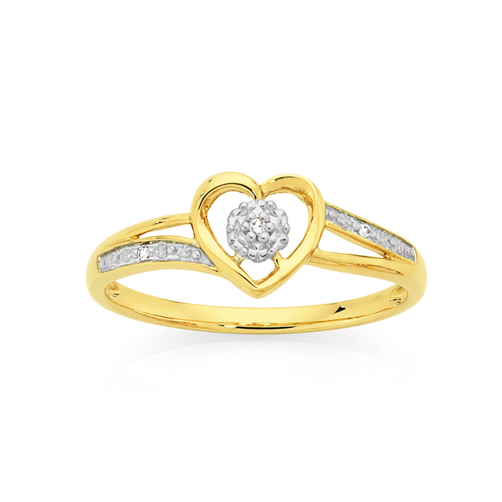 9ct gold cheap heart ring