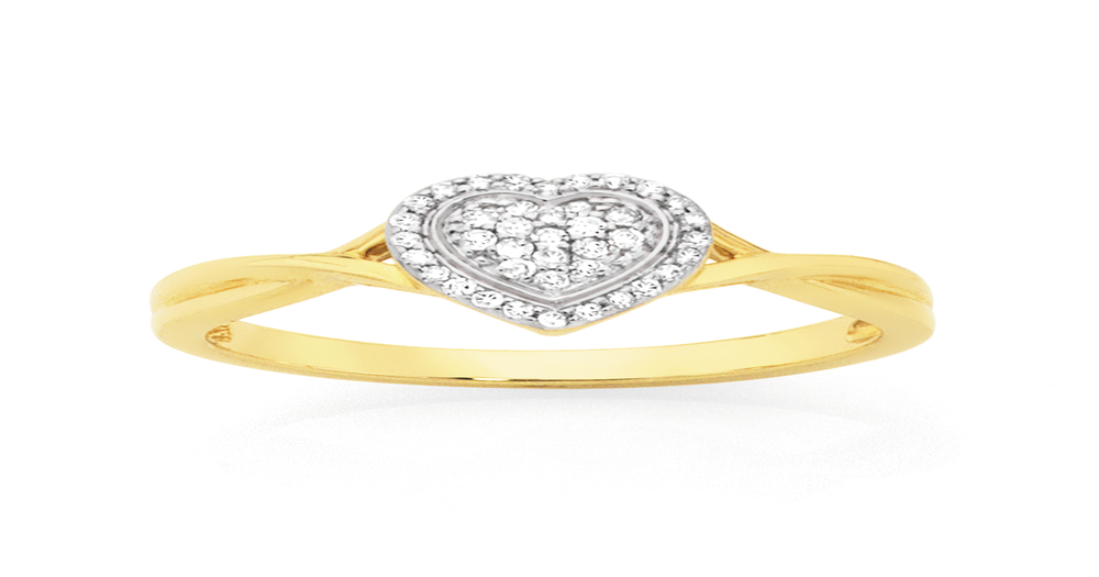 9ct Gold Diamond Heart Ring | Goldmark (AU)