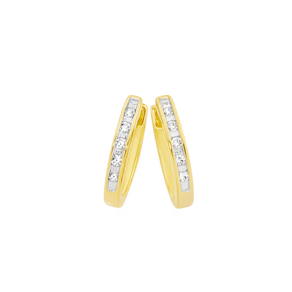 9ct Yellow Gold Diamond Cut Hinged Hoop Earrings  Jewelleryboxcouk