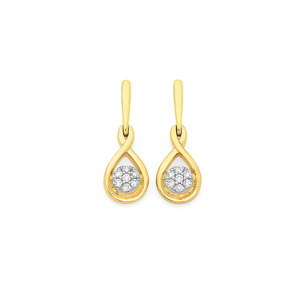9ct Gold Diamond Infinity Drop Stud Earrings