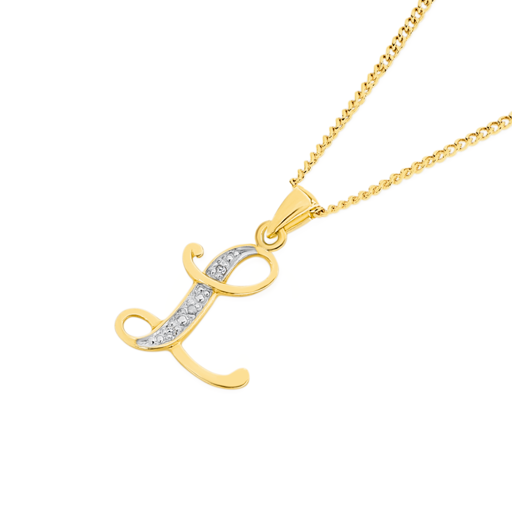 Gold chain with shop l pendant