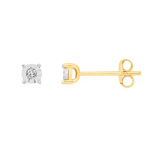 9ct Gold Diamond Miracle Set Stud Earrings