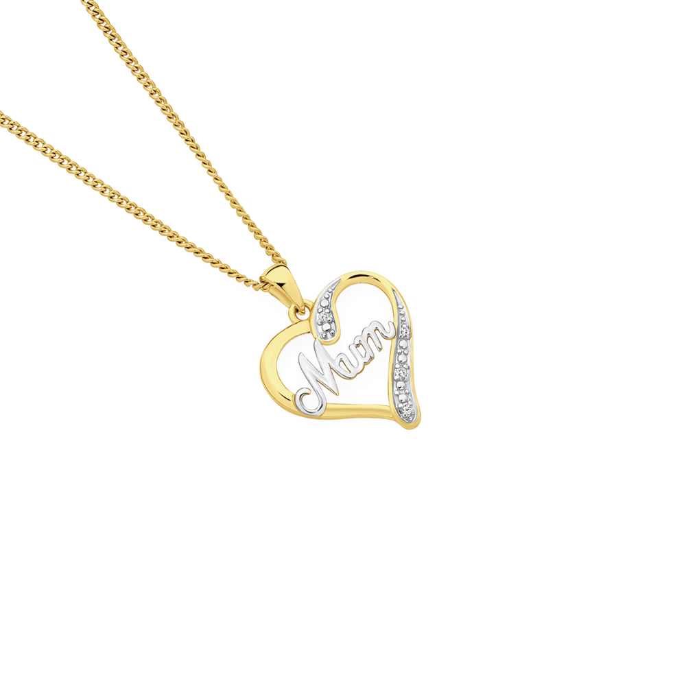 9ct Gold Diamond Mum Heart Pendant Goldmark AU