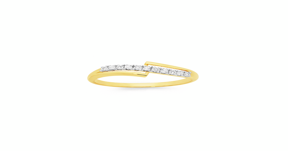 9ct Gold Diamond Offset Ring | Goldmark (AU)