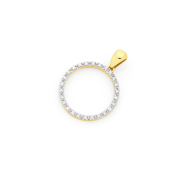 9ct Gold Diamond Open Circle Pendant