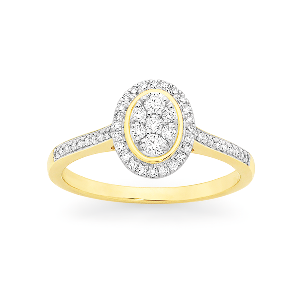 9ct Yellow Gold & Round Diamond Set Ring by Goldmark - Size: N 1/2 | eBay