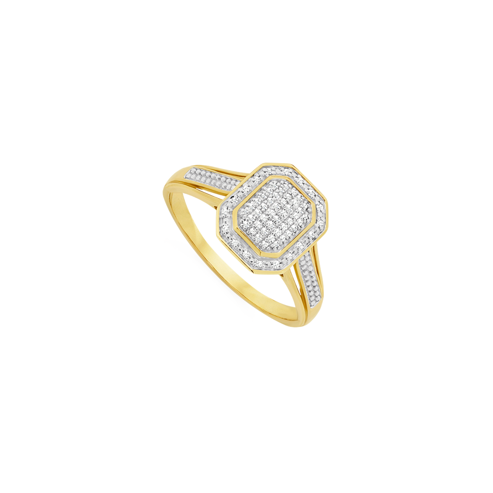 Infinity Sterns Toe Rings 9ct Gold Diamond Pave Emerald Shape Ring