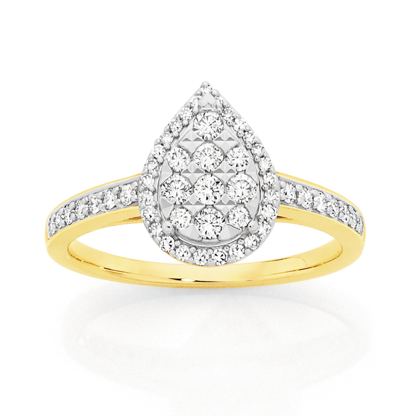 9ct Gold Diamond Pear Shape Ring
