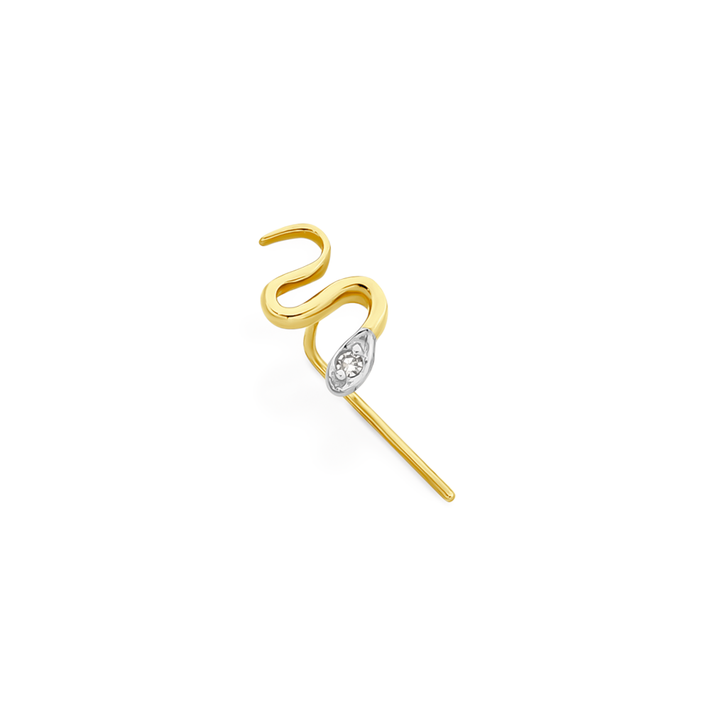 9ct Gold Diamond Set Snake Nose Stud Goldmark AU