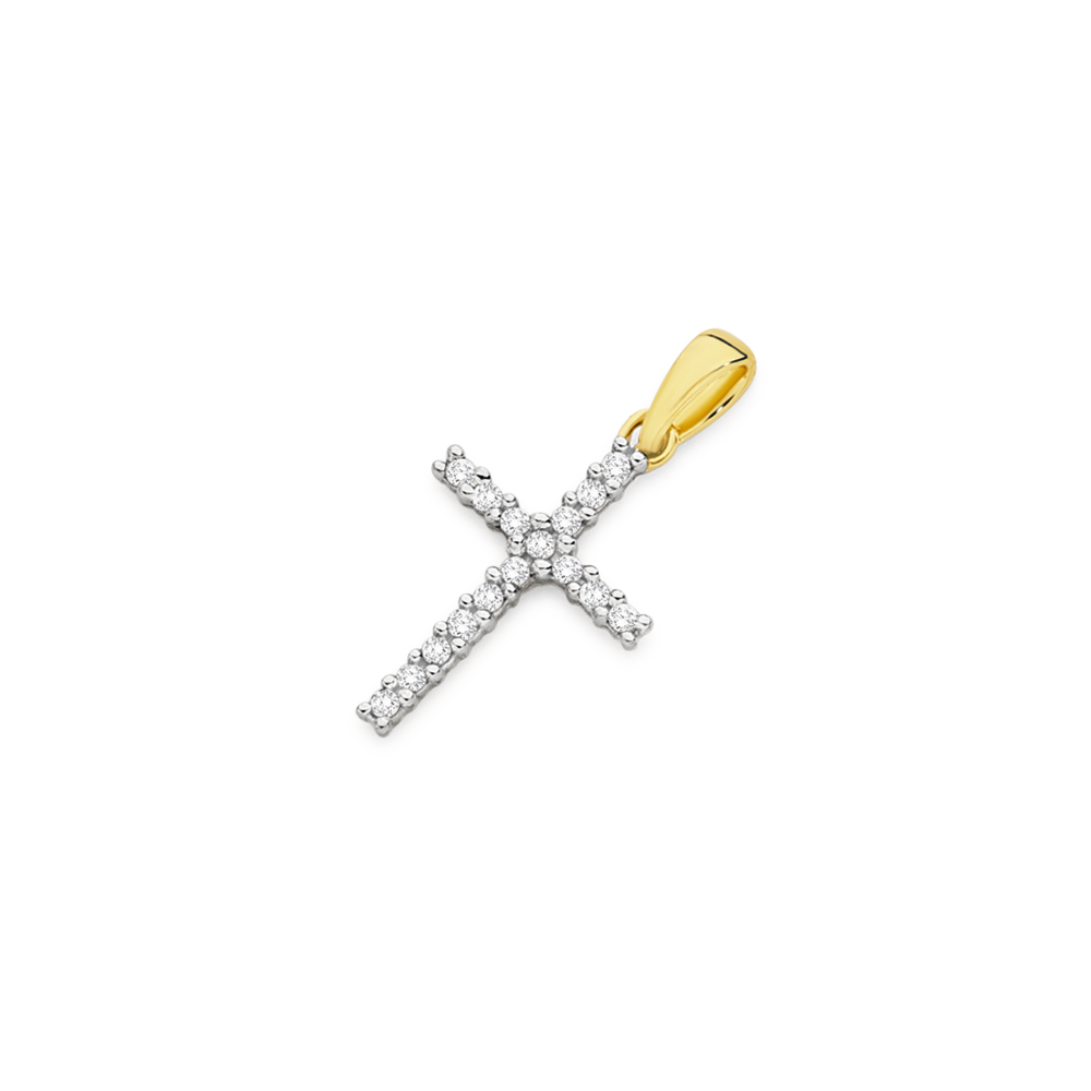 9ct Gold Diamond Small Cross Pendant Goldmark AU