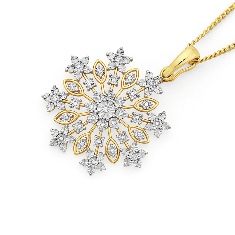 0.30 Carat Round Cut Diamond Snowflake Pendant Necklace 14K Gold With - Dia  Rise Inc.