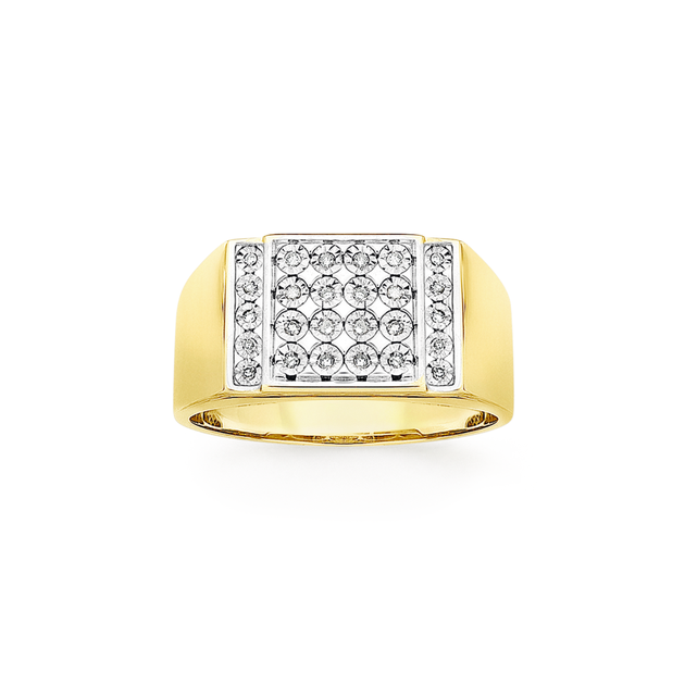 9ct Gold Diamond Square Frame Ring | Goldmark (AU)