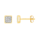 9ct Gold Diamond Square Stud Earrings