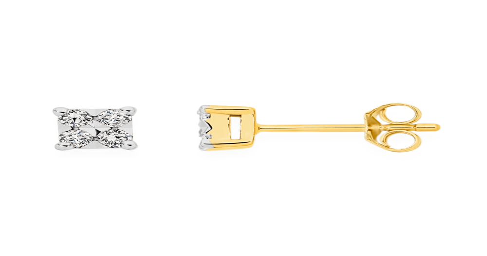 9ct Gold Diamond Square Stud Earrings Goldmark (AU)