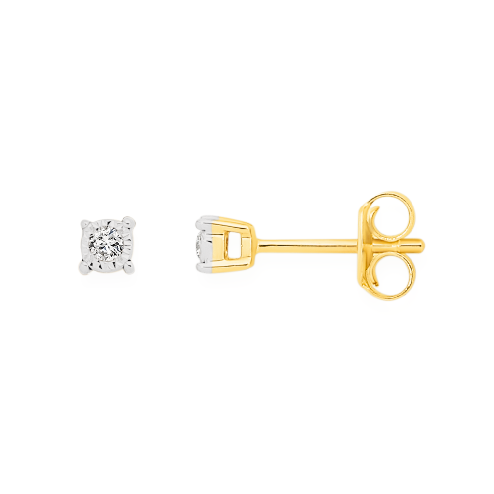 9ct Gold Diamond Studs Earrings Goldmark AU