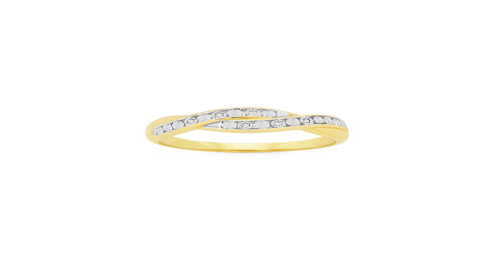 9ct Gold Diamond Swirl Crossover Ring | Goldmark (AU)