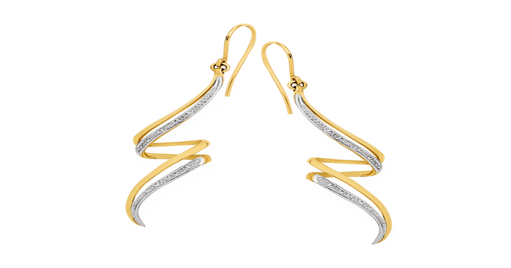 9ct Gold Diamond Swirl Drop Earrings Goldmark (AU)