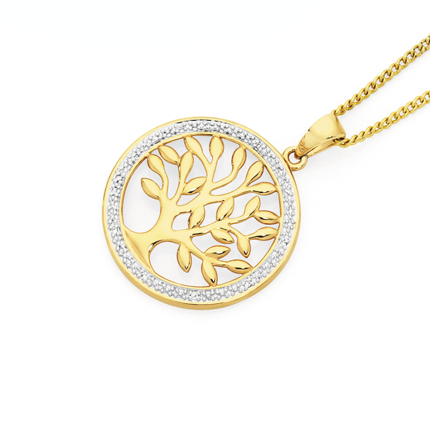 9ct Gold Diamond Tree of Life Pendant