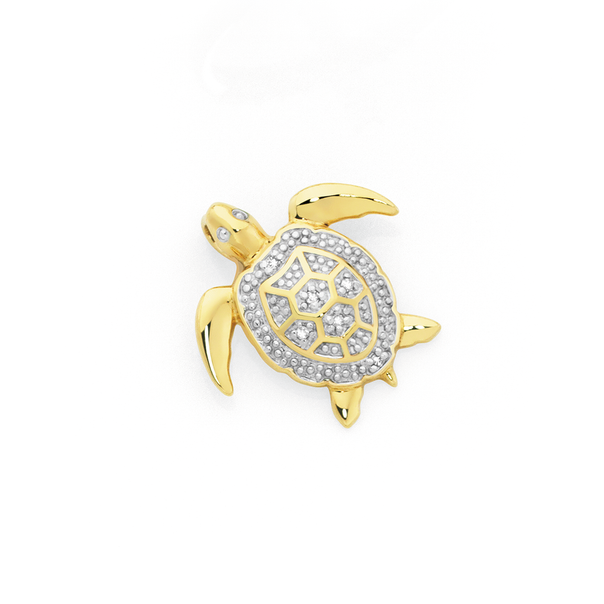 9ct Gold Diamond Turtle Pendant
