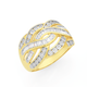 9ct Gold Diamond Wide Crossover Ring