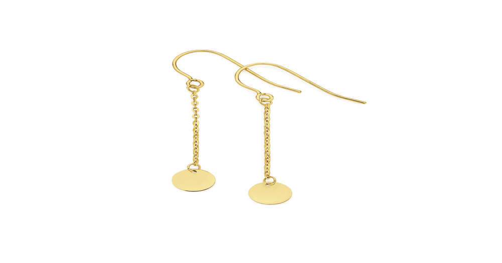 9ct Gold Disc Trace Drop Earrings Goldmark (AU)