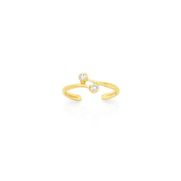 9ct Gold Dotted Double CZ Toe Ring