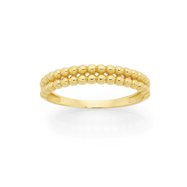 9ct Gold Dotted Double Row Stacker Ring