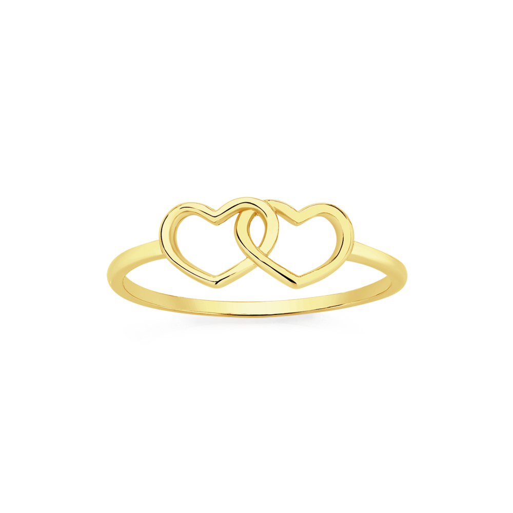 9ct Gold Double Open Heart Ring Goldmark (AU)