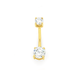 9ct Gold Double Round CZ Belly Bar